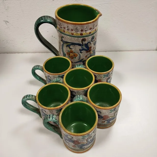 Set di con 6 Boccali in Ceramica di "Deruta" Vintage Anni '70