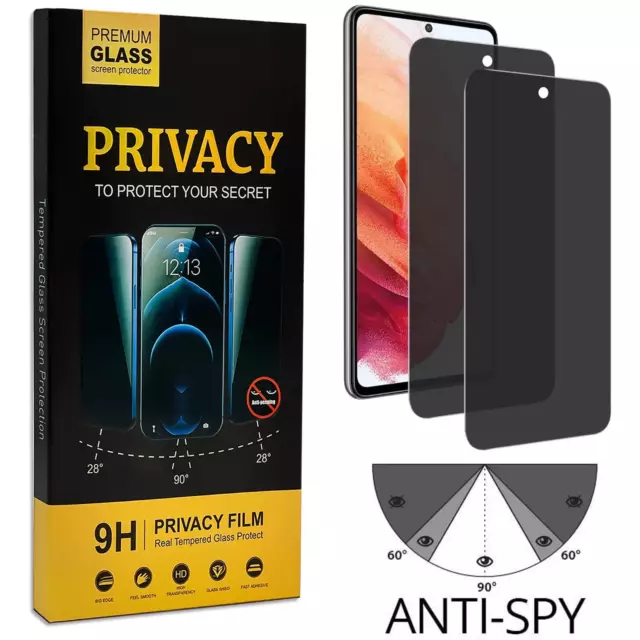 2x Anti Spy Sicht Schutz Folie für Samsung Galaxy S21 FE Display Blickschutz