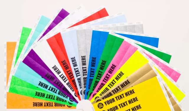 1" & 3/4" Tyvek Paper Wristbands Plain, Custom Print, Personalised, Paper, Event