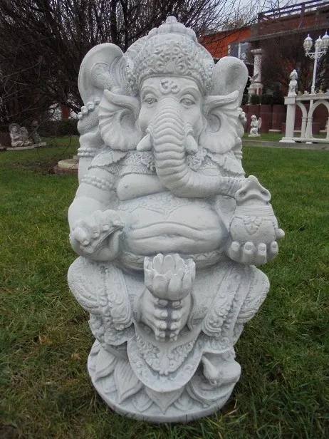 Steinfigur, Elefantenbuddha, Ganesha 62 cm Steinguss Buddha Statue Gartenfigur 2