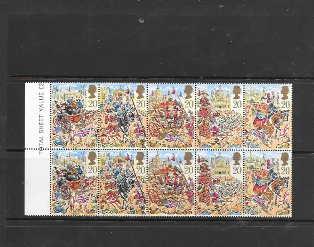 Gb Great Britain 1989 Lord Mayor's Show London Block Of 10 Set Mint Nh/Vf