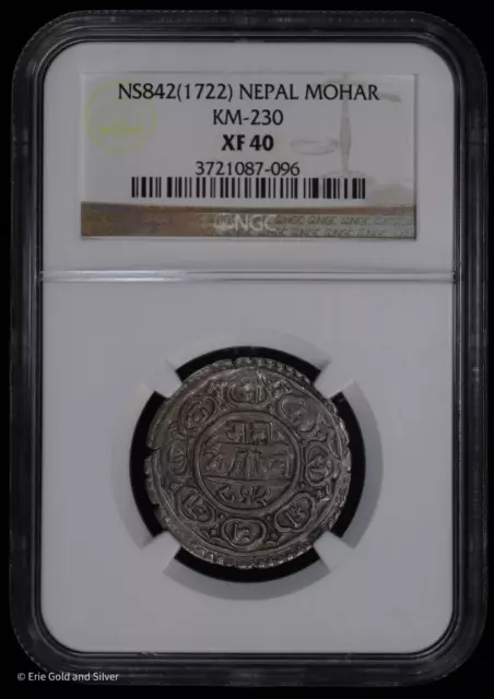 NS842 (1722) Nepal Silver Mohar KM-230 NGC XF 40