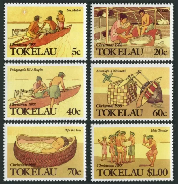 Tokelau 157-162, MNH. Michel 159-164. Island Christmas 1988. Canoe.