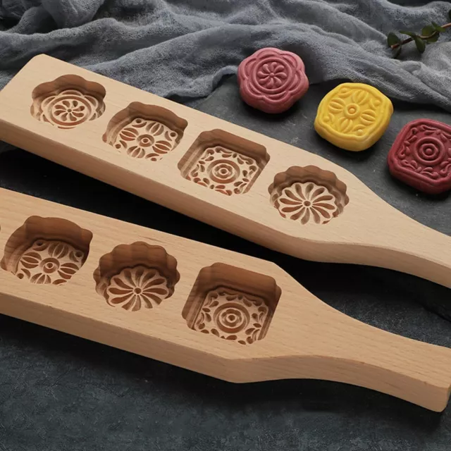 Kitchen Pastry Wooden Moon Cake Mould Ma'amoul Form Cookie Stamp Mooncake Mold