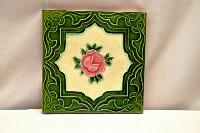 Antique Tiles Art Nouveau Ceramic Majolica DK Japan Architectural Decorative"L6