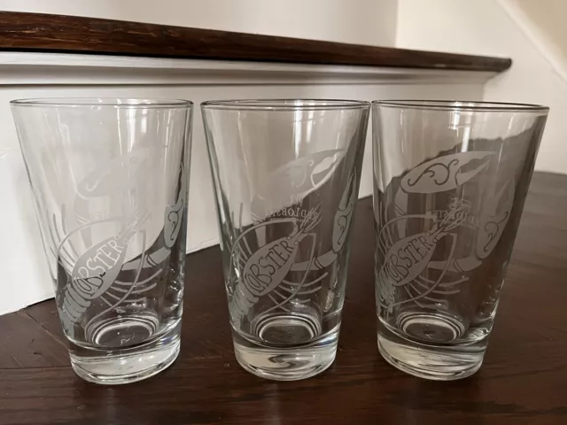 Red Lobster/ Libbey Etched "Lobster" 16oz Tumblers Pint Glasses - Set of 3