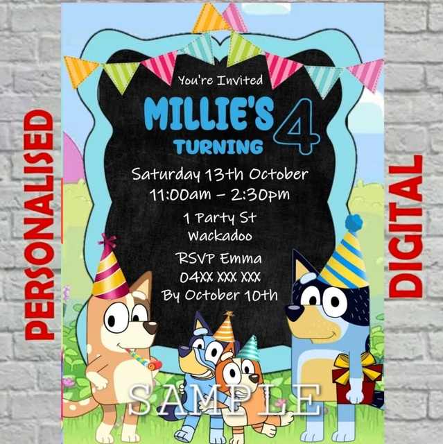 BLUEY DIGITAL PRINTABLE Birthday Party Invitation $5.99 - PicClick AU