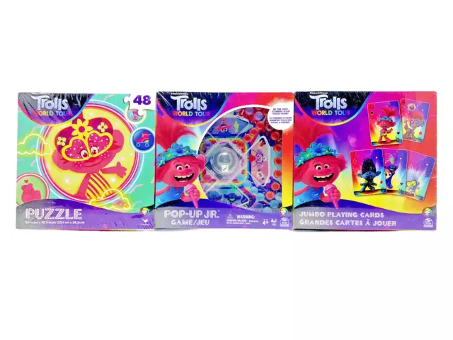 Trolls 3-Pack Bundle Jumbo Cards POP UP 48 Piece Puzzle