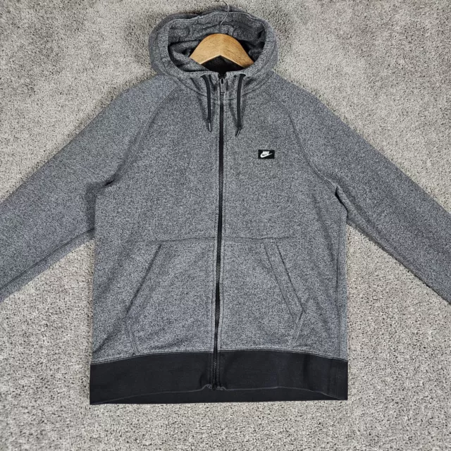 Nike Hoodie Mens Medium Heather Gray AW77 Shoebox Full Zip Kangaroo Pockets