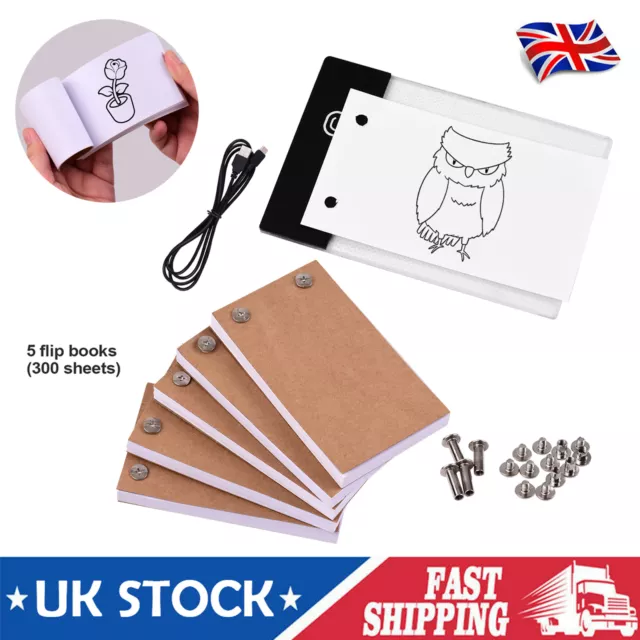 FLIP BOOK KIT A5 LED Lightbox for Drawing and Tracing Pad & 240 Sheets  Animation £19.99 - PicClick UK