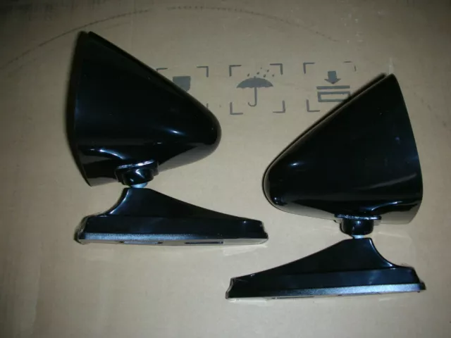 Nos 2 Vintage Classic All Black  Dual Sport Bullet Shape Hot Rod/Rat Rod Mirrors 3