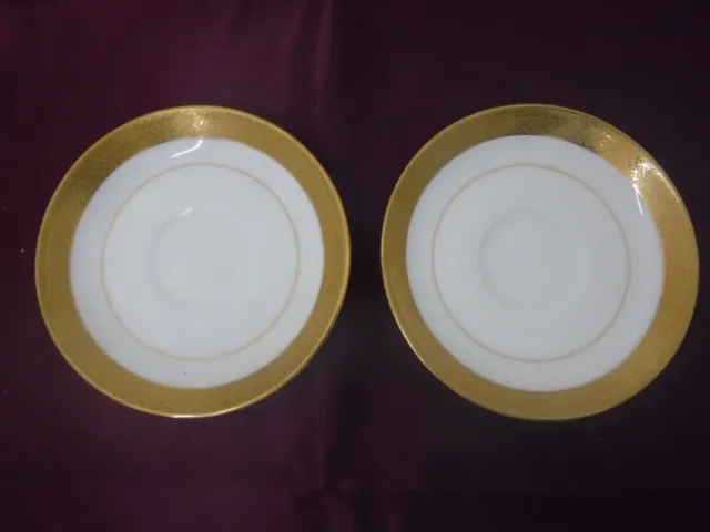 Pair of Mintons England Gold Encrusted Saucers Plates H1346 Pattern FREE SHIP