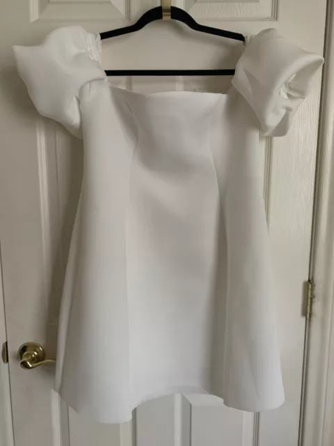 ASOS Puff Sleeve Mini Dress  Women's Bridal/ Maternity White Size 8