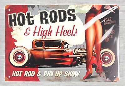 hot rod high heel pin up tin metal sign shop home decorative items