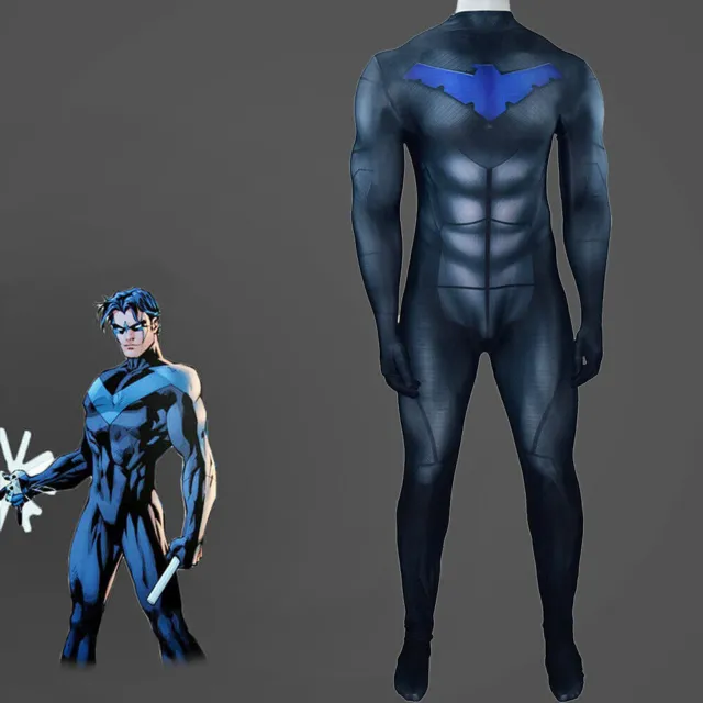 Nightwing Jumpsuit Dick Grayson Tights Robin Cosplay Costume For Adult & Kids