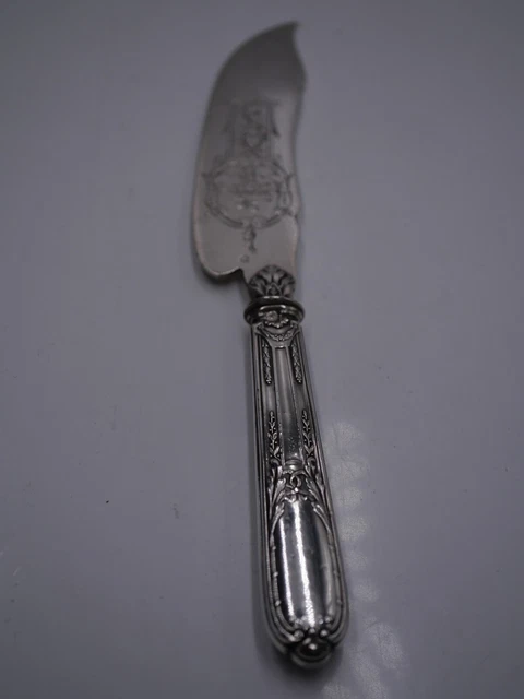 COUTEAU À FROMAGE Ancien Manche Argent Minerve en Écrin EUR 65,00