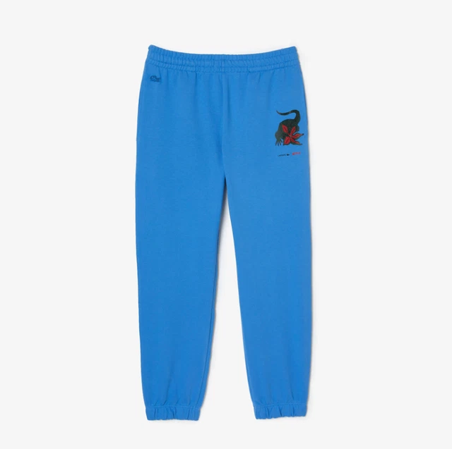 Joggers Mens Lacoste X Netflix Blue Tracksuit Bottoms With Logo - Size M