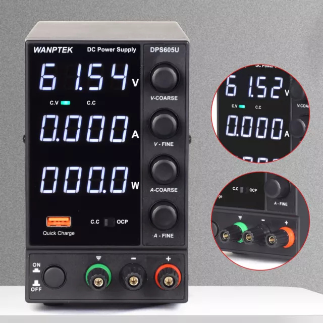 WANPTEK Lab DPS605U 0-60V 0-5A 300W alimentatore switch DC 4 cifre display LED NUOVO