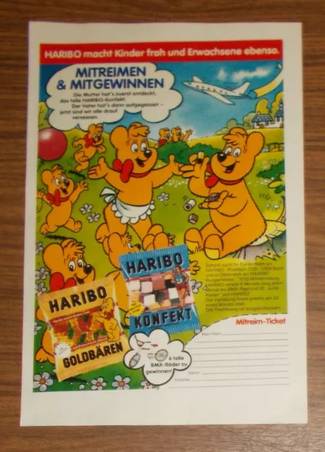 Seltene Werbung Haribo GOLDBÄREN KONFEKT BMX 2000 Promo 1986