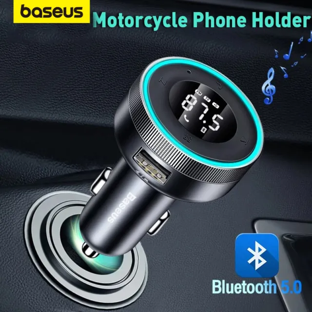 Baseus Bluetooth 5.0 FM Transmitter Handsfree USB Charger Car Kit Radio Adapter