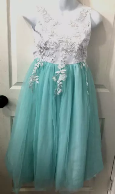 Flower Girl Dress White Wedding Pageant Easter Size 8 Girls Chantilly Place