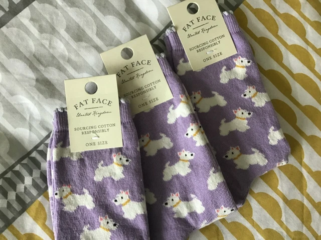 CHAUSSETTES BLANCHES POUR FEMMES 3 paires de beaux CHIOTS CADEAU MAMAN FEMME FILLE anniversaire.