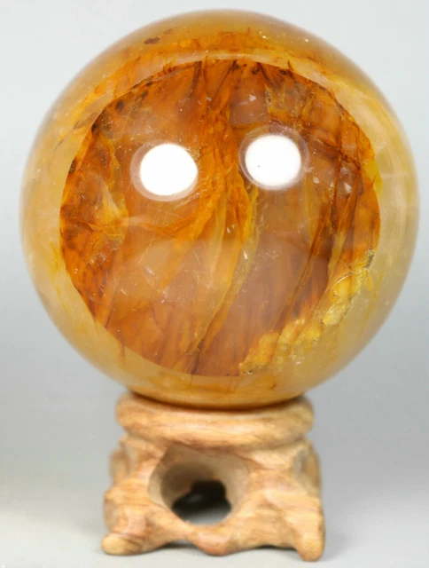 NATURAL Yellow PHANTOM MULTI INCLUSIONS Rainbow CRYSTAL polishing sphere Ball