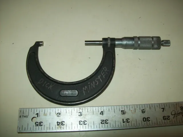 Central Tool Co. Cranston RI USA Vintage Micrometer  Measures 2" to 3"