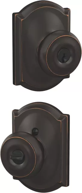 Schlage Custom Georgian Keyed Entry Door Knob with Camelot Trim F51A GEO CAM