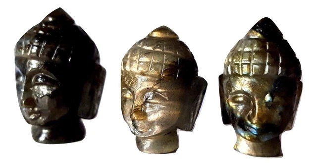 Labradorite Buddha Head Carved Crystal Gemstone Buddhist Spirituality X 1