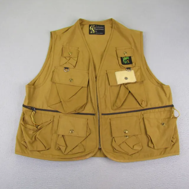 VINTAGE COLUMBIA FLY Fishing Vest Mens Extra Large Khaki