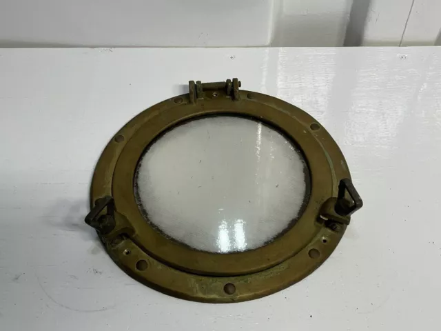 12" Antique Brass Finish Porthole Mirror ~ Nautical Maritime Wall Décor ~ Window
