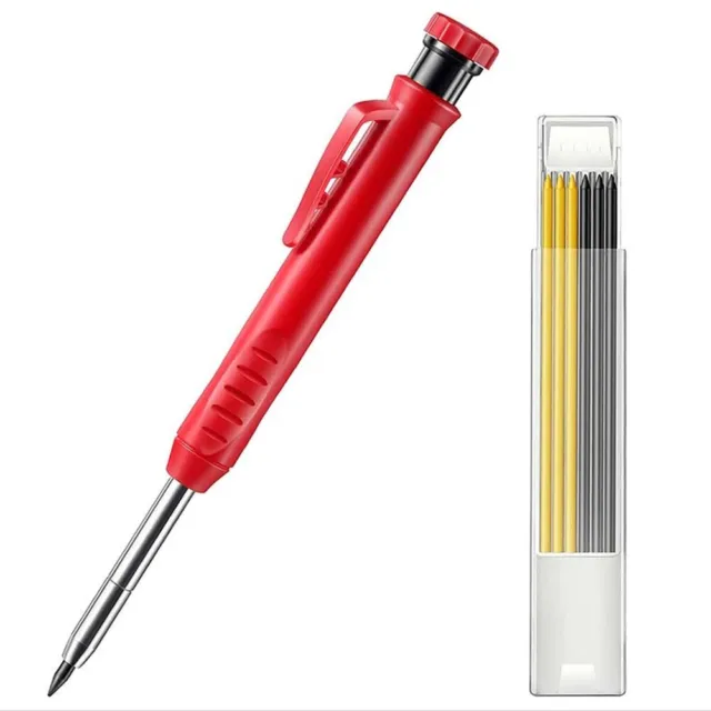 Juego de lápices de carpintero liso con 1 caja de plomo afilador incorporado lápiz de orificio profundo