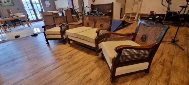 Bergere Antique Three Piece Suite
