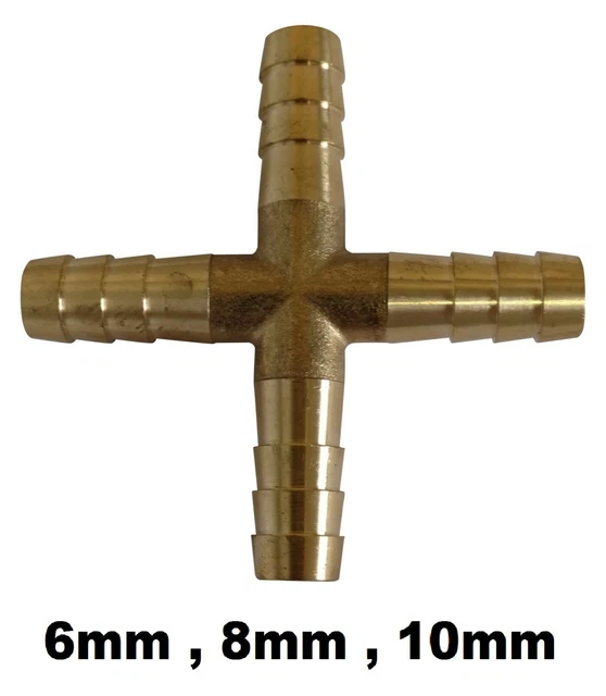 6MM 8MM 10MM Laiton Dentelé 4 Voie Connecteur Essence Gaz Tuyau