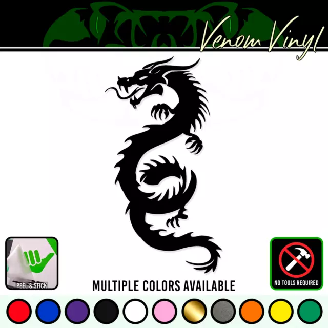 DRAGON VINYL DECAL Window Sticker | Asian Chinese Long Dragon Serpent ...