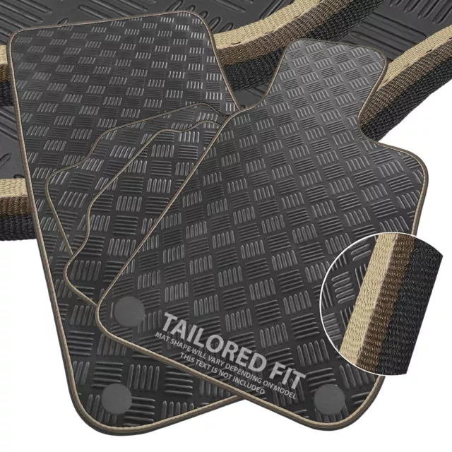 To fit Audi A4/A4 Avant B6 B7 2001-2007 Checker Rubber Car Mats + Dual Trim [NC]