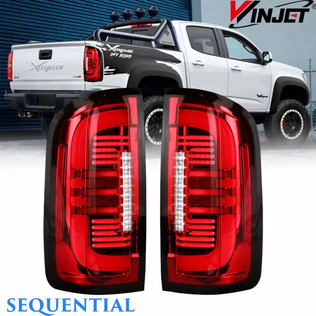 Sequential LED Tail Lights For 2015-2022 Chevy Colorado Red Brake Signal Lamps