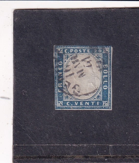 Timbre Sardaigne 1861 - 20 Centesimi Bleu Cobalt - N°15Cb - Oblitéré Baldichieri - Occasion Collection