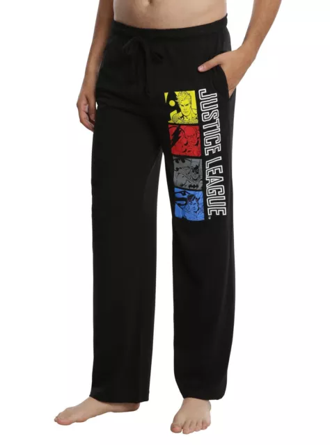 Mens Womens NEW DC Justice League Team Black Pajama Lounge Pants Size S-2XL