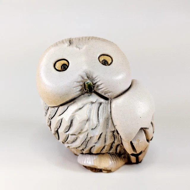 Artesania Rinconada Snow Owl Clay Enamel Figurine De Rosa Uruguay Signed AS IS Artesania Rinconada Snow Owl Clay Enamel Figurine De Rosa Uruguay Signed AS IS