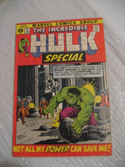 THE INCREDIBLE HULK special vol 1 #4 vf condition 1972 marvel comic