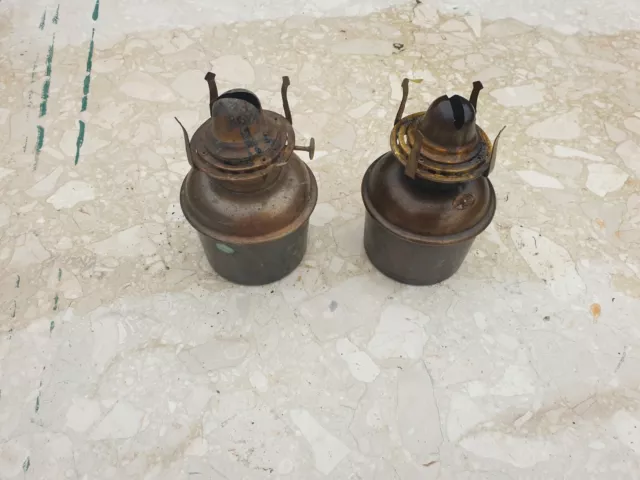 2 X Vintage Brass Ship / Boat Small  Wall Mounted Oil Paraffin Lamps
