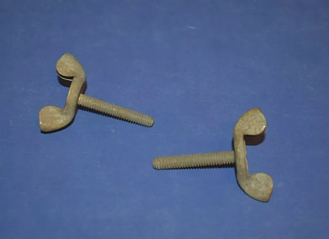 2 Vintage 1/4"- 20 x 1 5/8" Grey Stamped Shouldered Steel Wing Bolt Thumb Screw