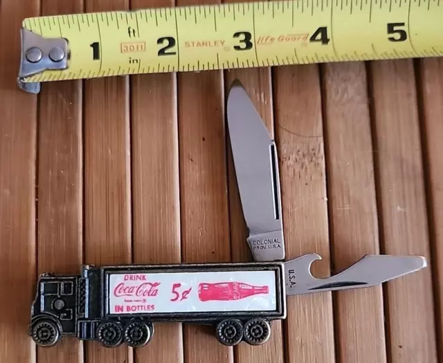 USA COLONIAL Pocket Knife Figural Semi Truck Coca Cola Advertising w/Screwdriver