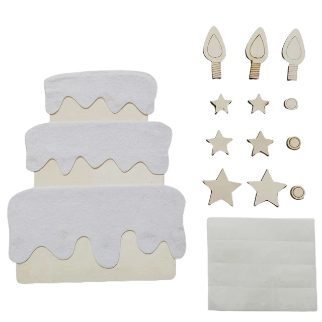 Wall Ornament Delicate Festive Felt Cloth Birthday Cake Poster Washable