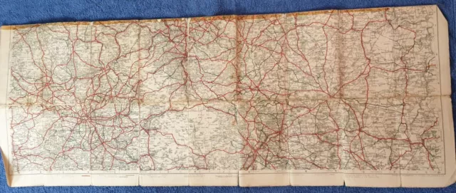 Vintage Cloth Map Yorkshire And Lancashire Pre Motorway.