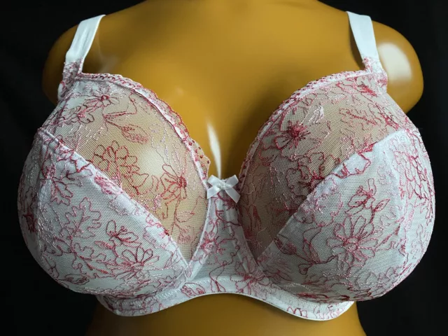 DEBENHAMS UNDERWIRED LADIES Bra, White Mesh, Pink/Red Embroidery, Size 36H,  New £5.50 - PicClick UK
