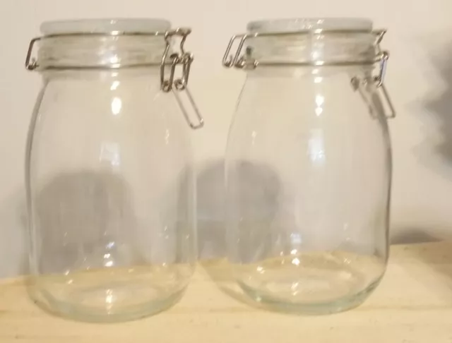 KORKEN Ikea Large Glass Canister Locking Jar Container with Lid 2.1qt - Set  of 3