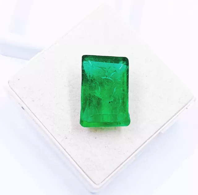 18.70 Ct Certified Natural Green Emerald Zambia Emerald Cut Loose Gemstone MKX